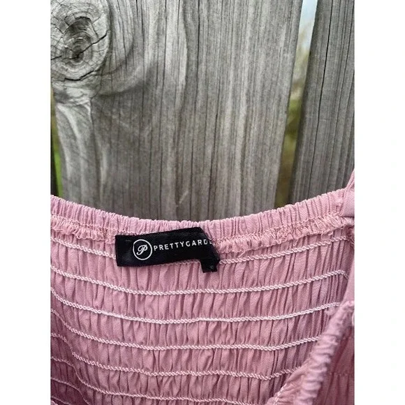 PrettyGarden Mauve Pink Smocked Tiered Maxi Dress Womens Size Small Boho Summer - Picture 4 of 5